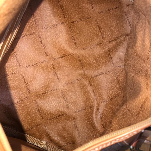 TED LAPIDUS Paris Logo Embossed Vinyl Leather Top Handle Accent Boston Tote - Picture 17 of 17